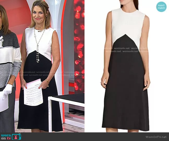 Two-Tone Textured Crepe Dress by Narciso Rodriguez worn by Savannah Guthrie on Today