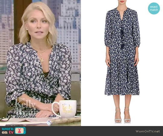 WornOnTV: Kelly’s navy floral ruffled dress on Live with Kelly and Ryan ...