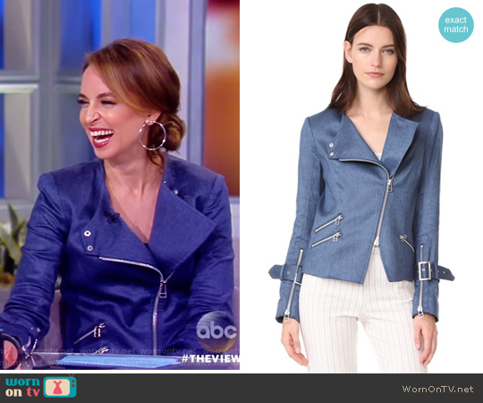 Sienna Collarless Moto Jacket by Veronica Beard worn by Jedediah Bila on The View