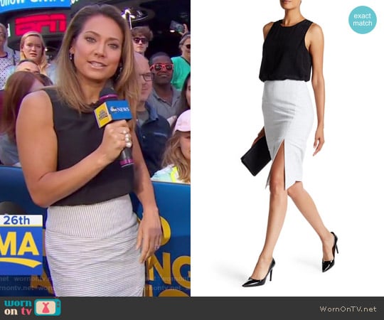 Laguna Silk Combo Twofer Dress by Veronica Beard worn by Ginger Zee on Good Morning America