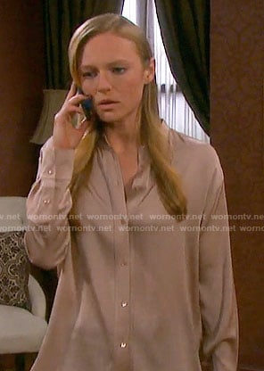 Abby’s beige button front blouse on Days of our Lives