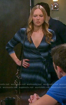 Abby’s chevron striped wrap dress on Days of our Lives