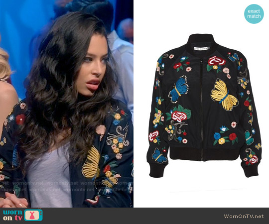 Alice + Olivia Felisa Bomber Jacket worn by Kibby Ainsley (Chloe Bridges) on Daytime Divas