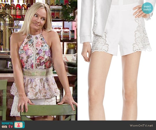 Alice + Olivia Marisa Shorts worn by Sharon Newman (Sharon Case) on The Young and the Restless