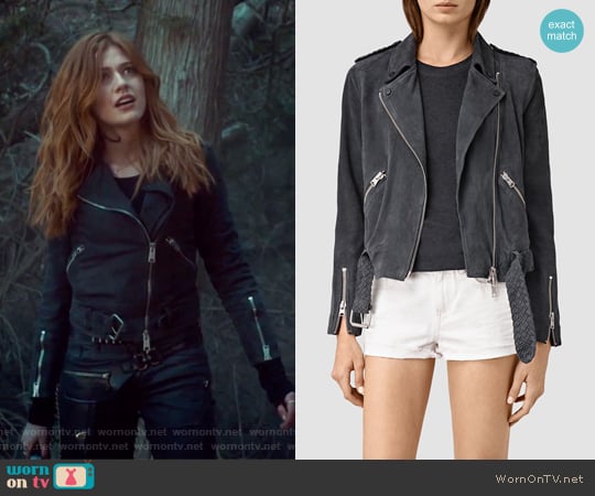 Braided Wyatt Suede Jacket by All Saints worn by Clary Fray (Katherine McNamara) on Shadowhunters