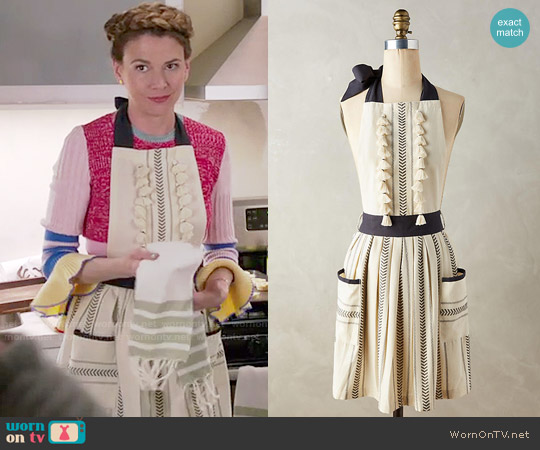 Anthropologie Tasseled Ambra Apron worn by Liza Miller (Sutton Foster) on Younger