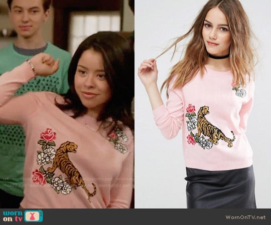 ASOS Tiger Sweater with Floral Embroidery worn by Mariana Foster (Cierra Ramirez) on The Fosters