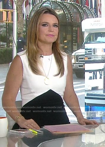 Savannah’s black and white colorblock dress on Today