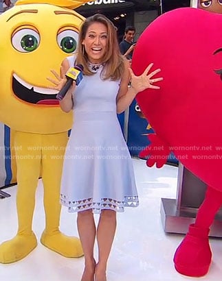 Ginger’s blue cutout sleeveless dress on Good Morning America