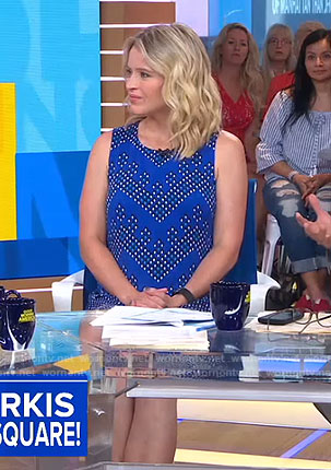 Sara's blue mixed print dress on Good Morning America