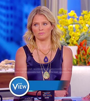 Sara’s blue silk jumpsuit on The View