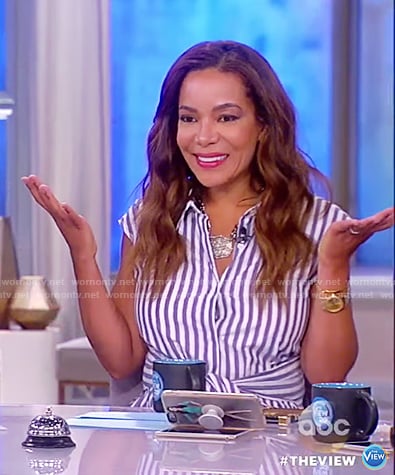 WornOnTV: Sunny’s blue striped tie-front top on The View | Sunny Hostin ...