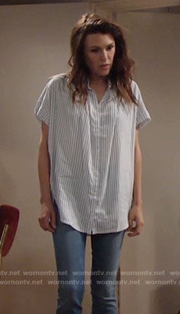 Chloe’s striped oversized shirt on The Young and the Restless