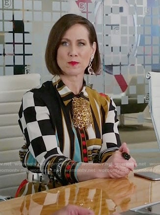 Diana’s geometric print shirtdress on Younger