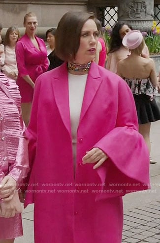 Diana’s pink bell-sleeve coat on Younger