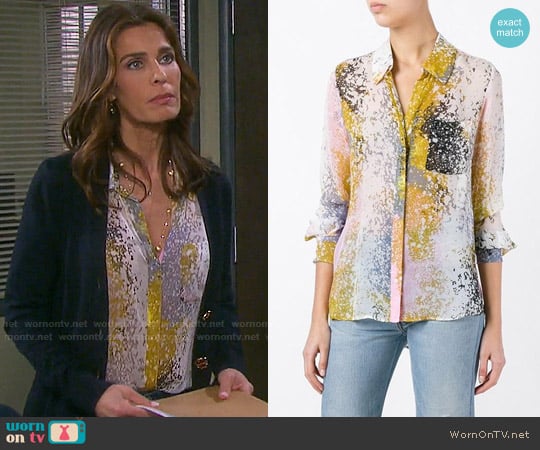 Diane von Furstenberg Abstract Print Shirt worn by Hope Williams (Kristian Alfonso) on Days of our Lives