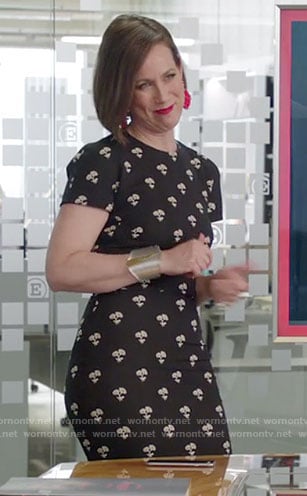 Diana’s black daisy print dress on Younger