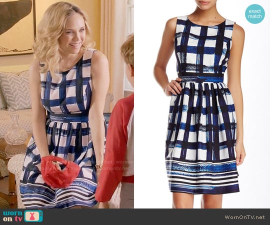 Eliza J Sleeveless Windowpane Fit & Flare Dress worn by Heather Flynn-Kellogg (Fiona Gubelmann) on Daytime Divas