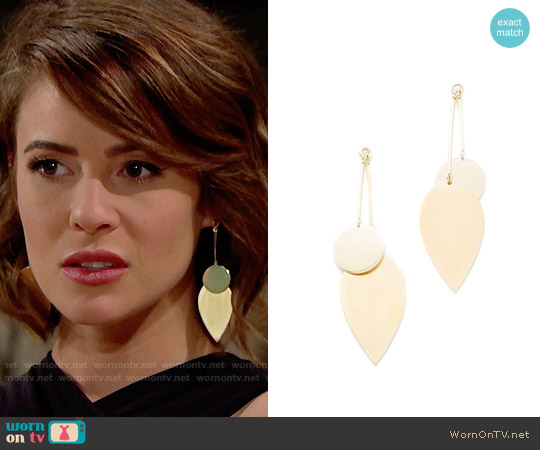Elizabeth and James Avalon Earrings worn by Caroline Spencer (Linsey Godfrey) on The Bold & the Beautiful