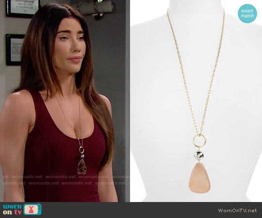 Elizabeth and James Tulum Pendant Necklace worn by Steffy Forrester (Jacqueline MacInnes Wood) on The Bold and the Beautiful