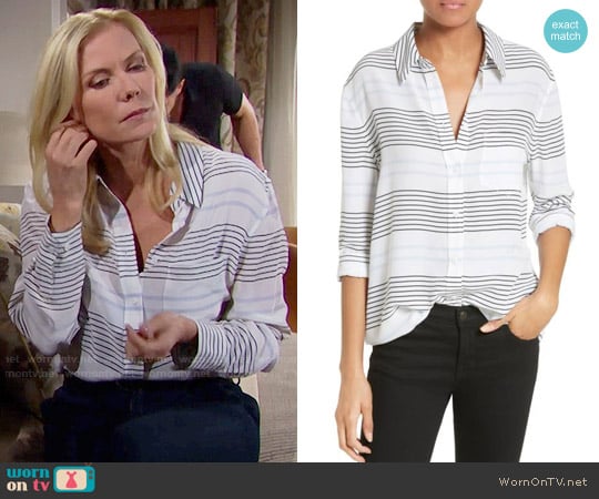 Equipment Reese Striped Shirt worn by Brooke Logan (Katherine Kelly Lang) on The Bold and the Beautiful