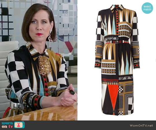 Etro Geometric Print Shirt Dress worn by Diana Trout (Miriam Shor) on Younger