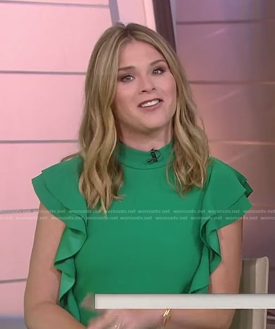 Jenna’s green ruffled sleeve mini dress on Today