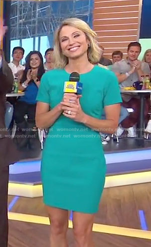 Amy's green short sleeve mini dress on Good Morning America
