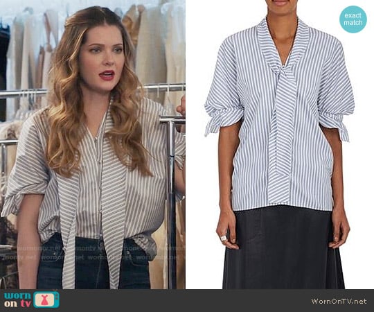 J. W. Anderson Striped Cotton Tie-Neck Blouse worn by Sutton (Meghann Fahy) on The Bold Type