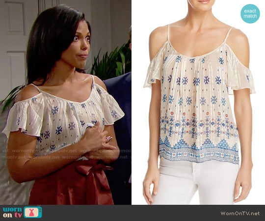 Joie Adorlee Top in Pesca worn by Maya Avant (Karla Mosley) on The Bold and the Beautiful