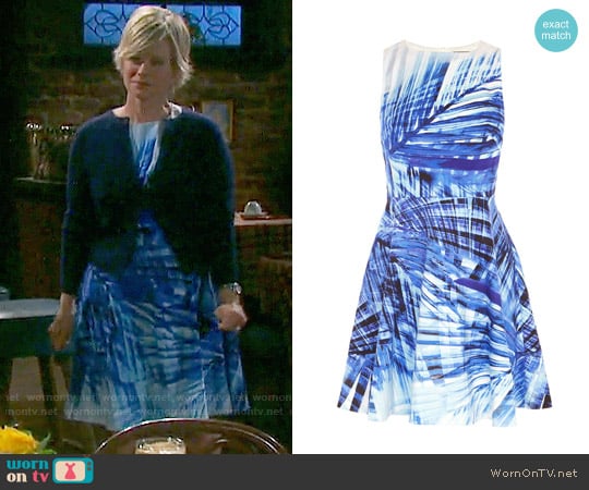 Karen Millen Blue Palm Print Dress worn by Kayla Brady (Mary Beth Evans) on Days of our Lives