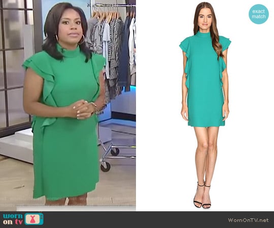 WornOnTV: Sheinelle’s green ruffled sleeve mini dress on Today ...