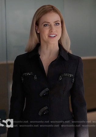 Katrina’s black jacket with embellishments on Suits