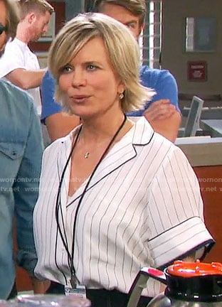 Kayla's white striped shirt on Days of our Lives