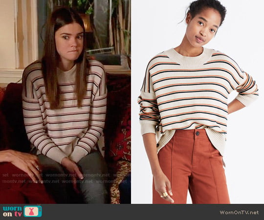 Madewell Brownstone Side-button Sweater in Stripe worn by Callie Jacob (Maia Mitchell) on The Fosters