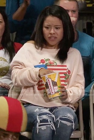 Mariana's floral flag graphic sweatshirt on The Fosters