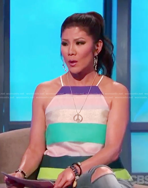 Julie's multi color striped camisole on Big Brother