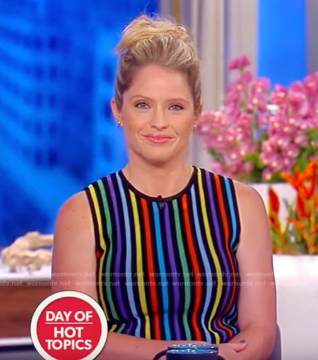 Sara's multi-color striped dress on The View