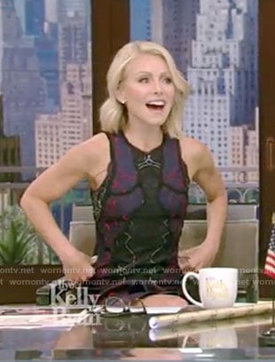 Kelly’s navy tiered lace dress on Live with Kelly and Ryan