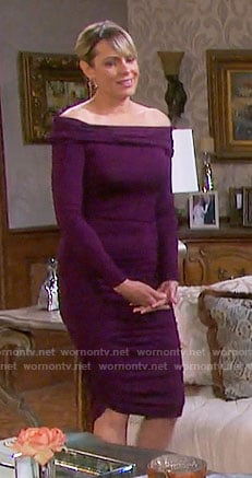 Nicole's purple off-shoulder dress on Days of our Lives