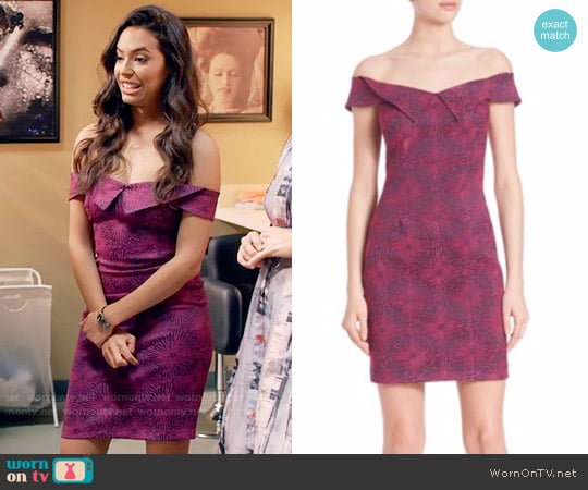 WornOnTV: Kibby’s purple and pink printed off-shoulder dress on Daytime ...