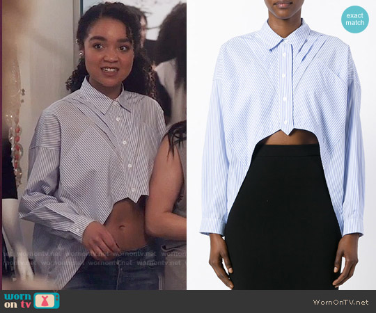 Opening Ceremony  Striped Cropped Shirt worn by Kat Edison (Aisha Dee) on The Bold Type