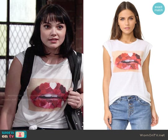 Pam & Gela Heart Mouth Frankie Tee worn by Tessa Porter (Cait Fairbanks) on The Young and the Restless