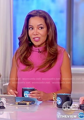 Sunny’s pink cowl neck dress on The View