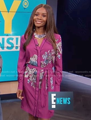 Zuri's pink floral shirtdress on E! News