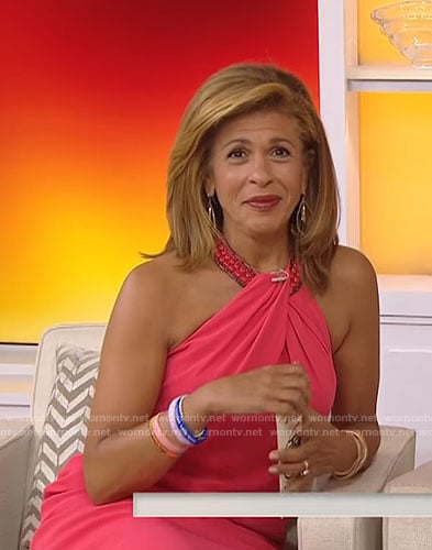 Hoda’s pink halter neck dress on Today