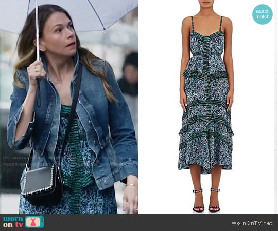 Proenza Schouler Abstract-Print Silk Georgette Maxi Dress worn by Liza Miller (Sutton Foster) on Younger