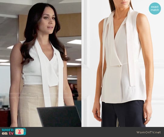 Proenza Schouler Crepe Wrap Top worn by Rachel Zane (Meghan Markle) on Suits