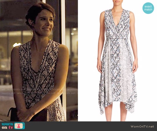 Proenza Schouler Printed Georgette Midi Dress worn by Lisa Turner (Cobie Smulders) on Friends from College