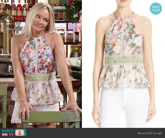 Rebecca Taylor Mixed Floral Tank worn by Sharon Newman (Sharon Case) on The Young and the Restless